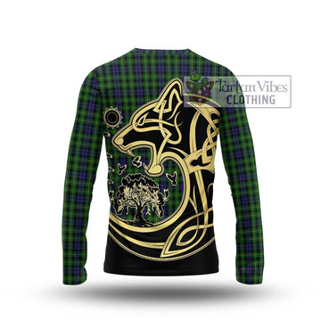 Campbell of Breadalbane Tartan Long Sleeve T-Shirt with Family Crest Celtic Wolf Style