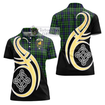 Campbell of Breadalbane Tartan Women's Polo Shirt with Family Crest and Celtic Symbol Style