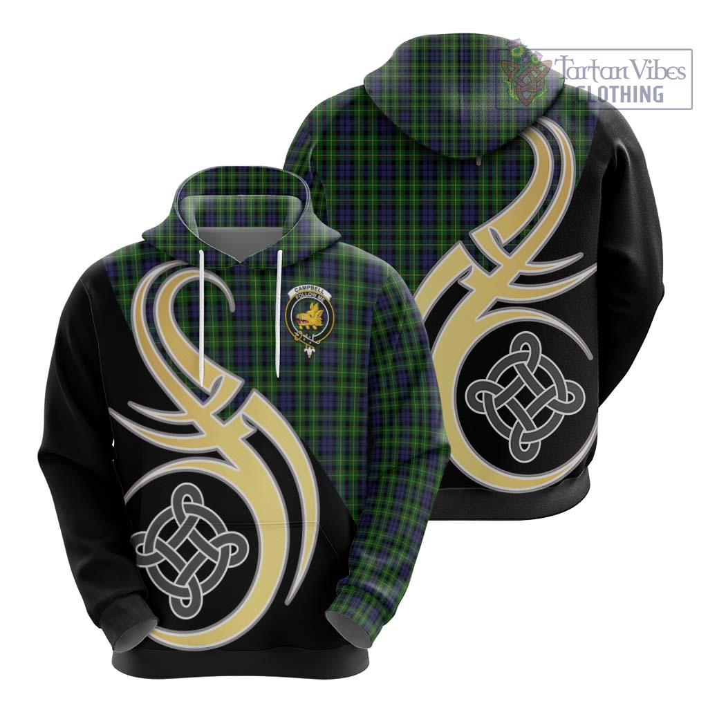 Campbell of Breadalbane Tartan Hoodie with Family Crest and Celtic Symbol Style - Tartan Vibes Clothing