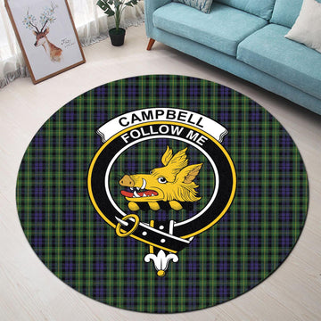 Campbell of Breadalbane Tartan Round Rug with Family Crest