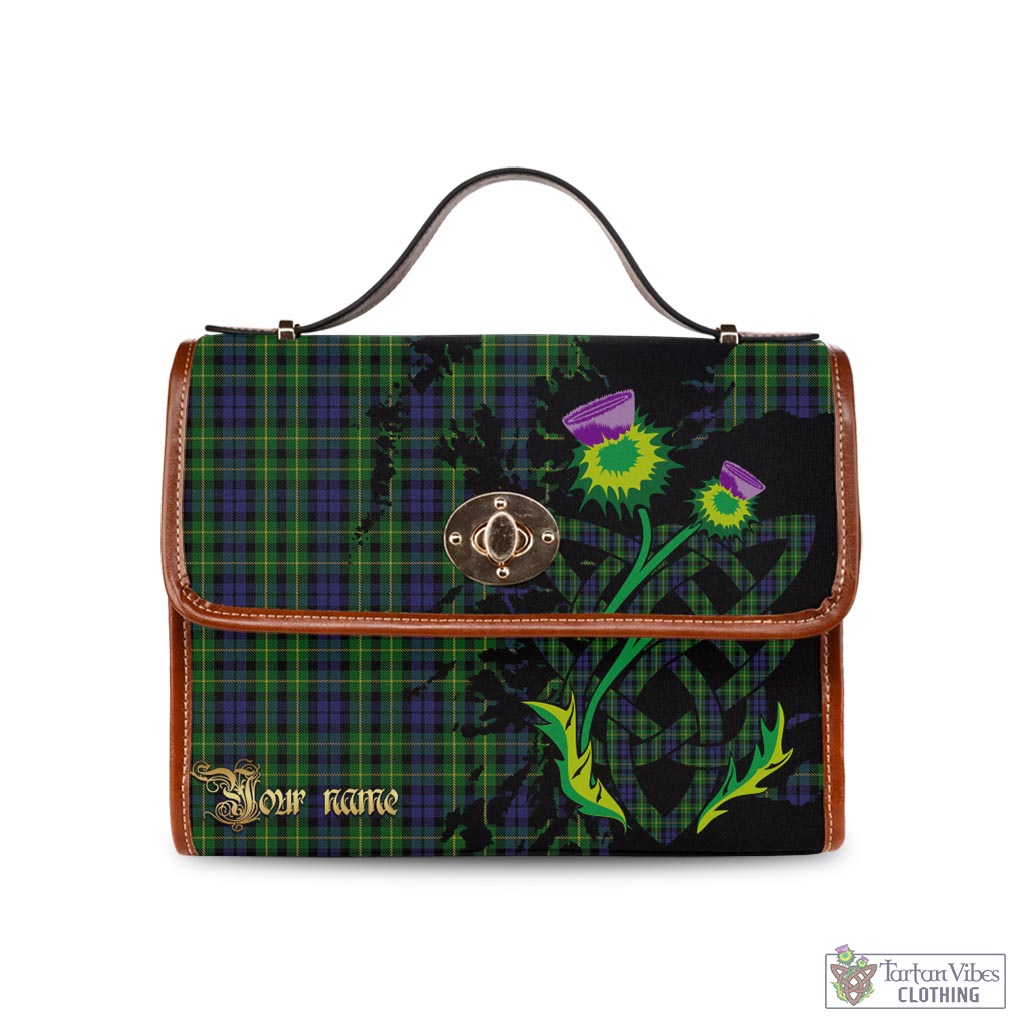 Tartan Vibes Clothing Campbell of Breadalbane Tartan Waterproof Canvas Bag with Scotland Map and Thistle Celtic Accents