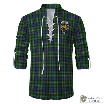 Campbell of Breadalbane Tartan Men's Scottish Traditional Jacobite Ghillie Kilt Shirt with Family Crest