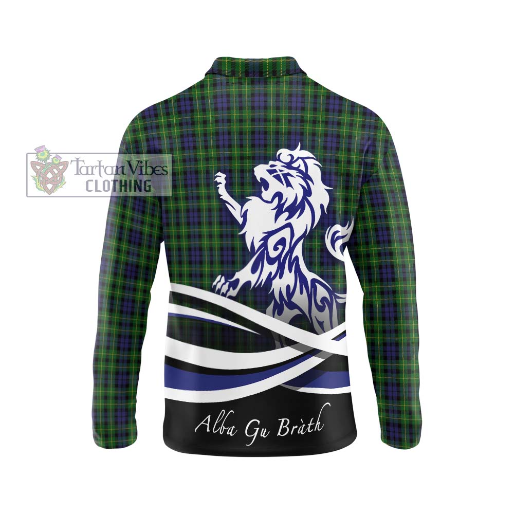 Campbell of Breadalbane Tartan Long Sleeve Polo Shirt with Alba Gu Brath Regal Lion Emblem - Tartanvibesclothing Shop