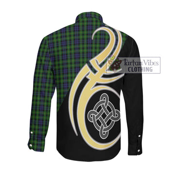 Campbell of Breadalbane Tartan Long Sleeve Button Shirt with Family Crest and Celtic Symbol Style