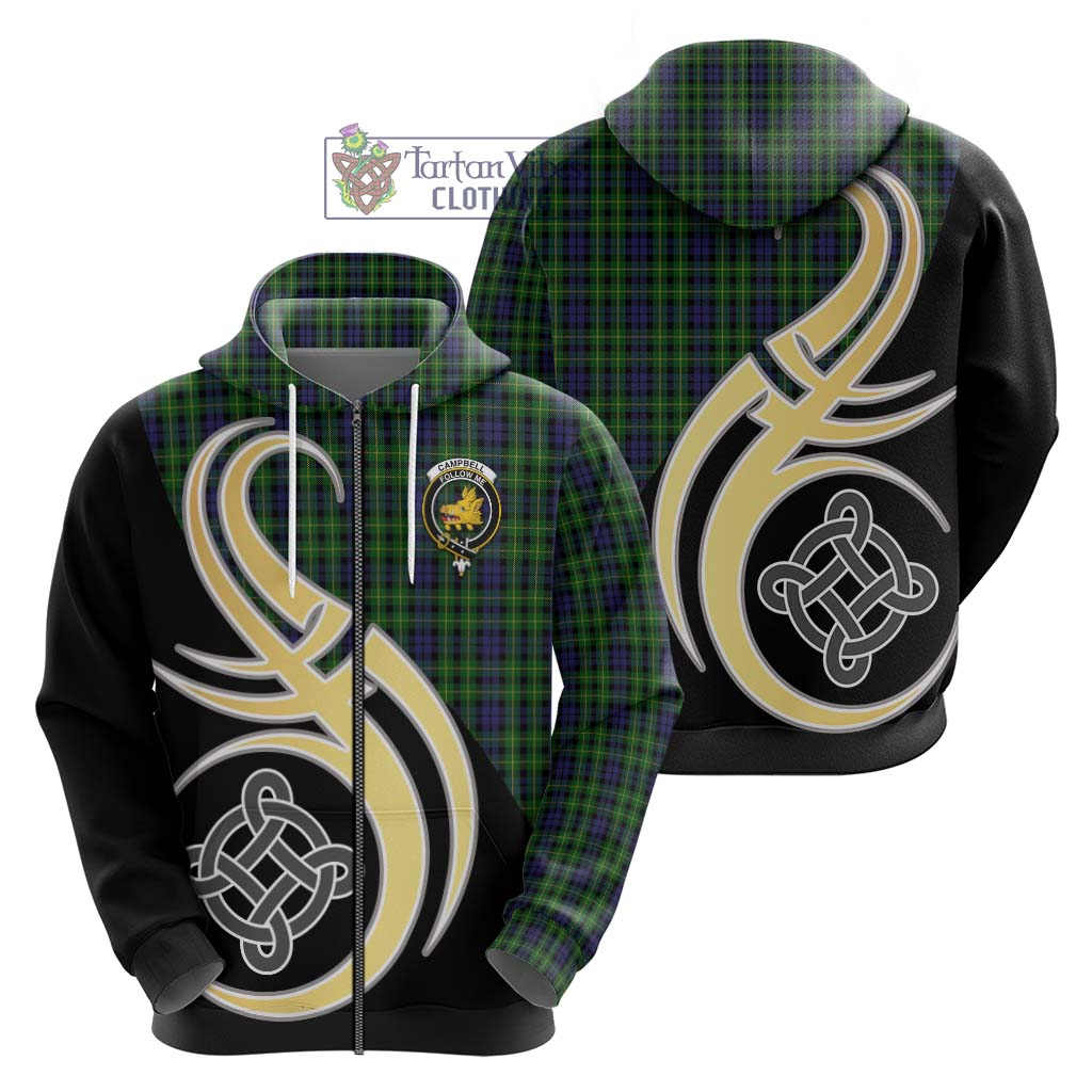 Campbell of Breadalbane Tartan Hoodie with Family Crest and Celtic Symbol Style - Tartan Vibes Clothing