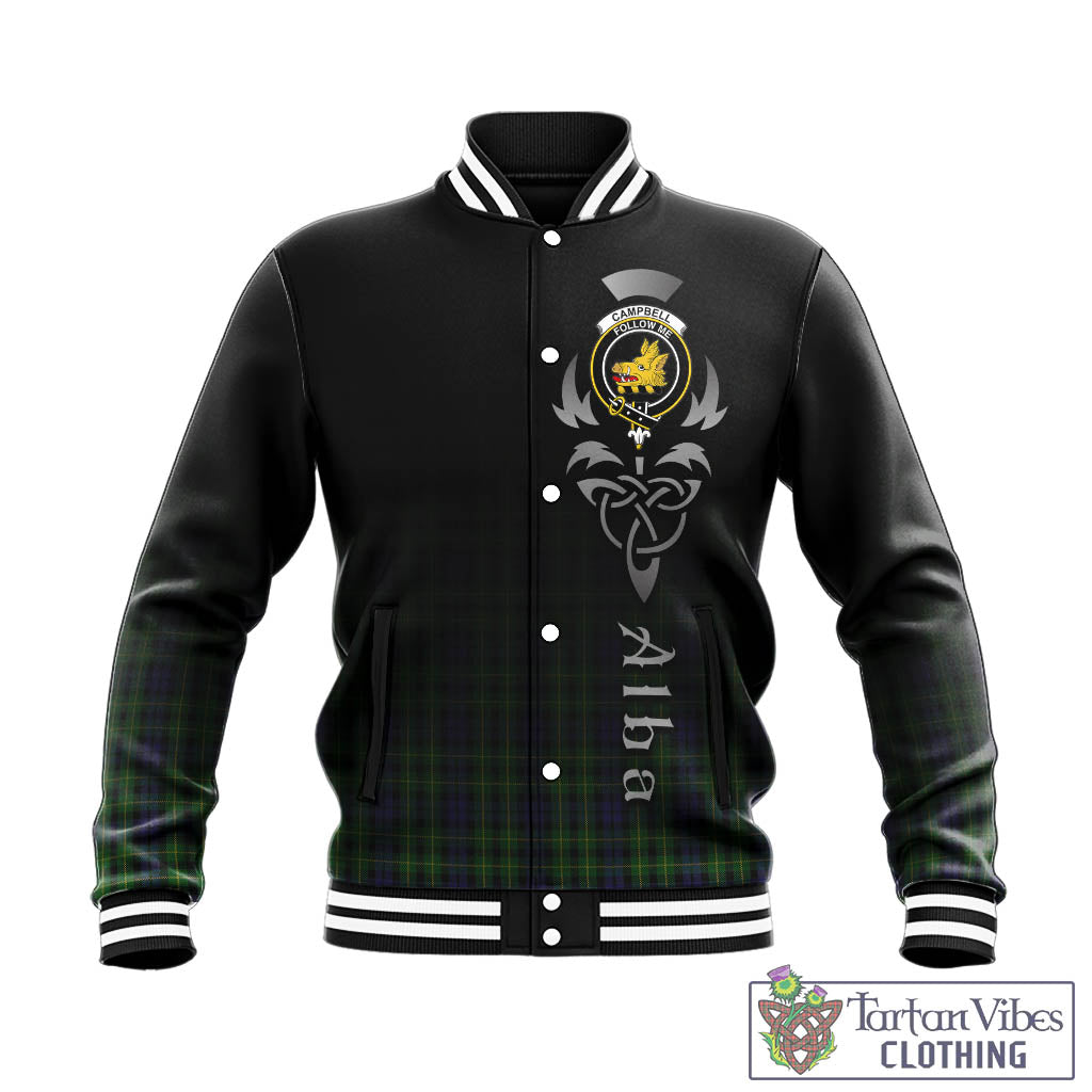 Tartan Vibes Clothing Campbell of Breadalbane Tartan Baseball Jacket Featuring Alba Gu Brath Family Crest Celtic Inspired