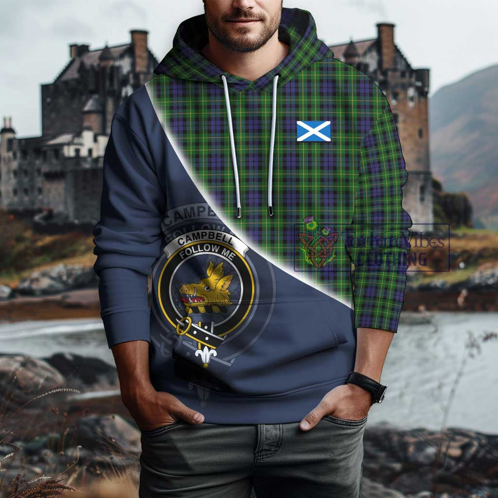 Campbell of Breadalbane Tartan Hoodie with Personalised National Flag and Family Crest Half Style - Tartanvibesclothing Shop