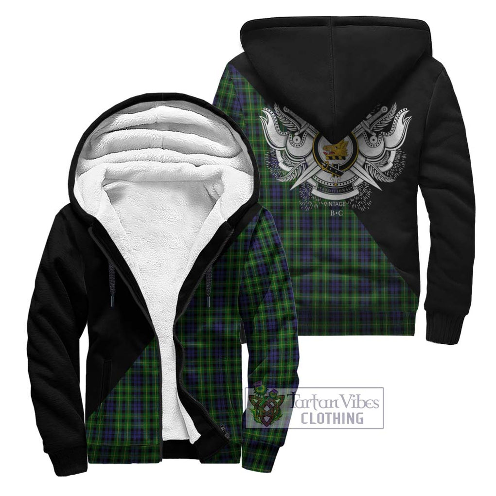 Campbell of Breadalbane Tartan Sherpa Hoodie with Family Crest and Military Logo Style Unisex - Tartanvibesclothing Shop