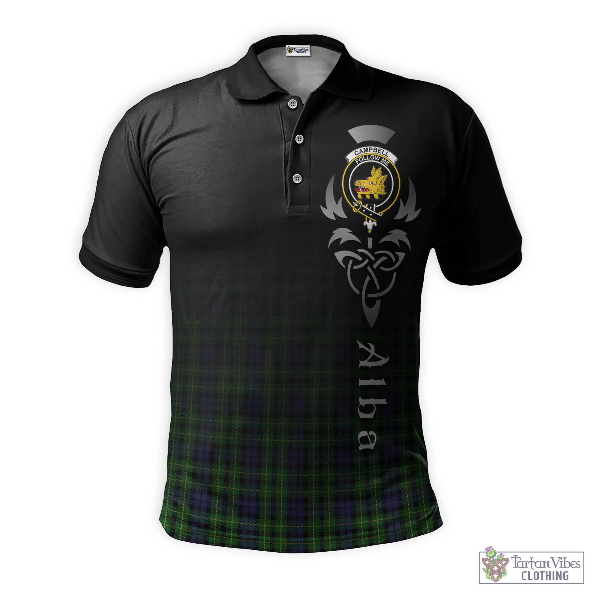 Tartan Vibes Clothing Campbell of Breadalbane Tartan Polo Shirt Featuring Alba Gu Brath Family Crest Celtic Inspired