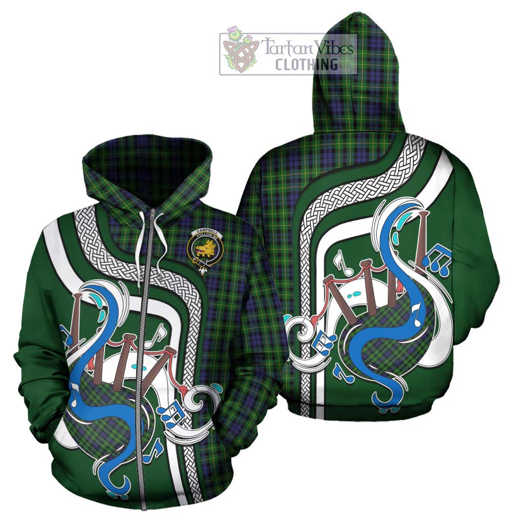 Campbell of Breadalbane Tartan Hoodie with Epic Bagpipe Style - Tartanvibesclothing Shop