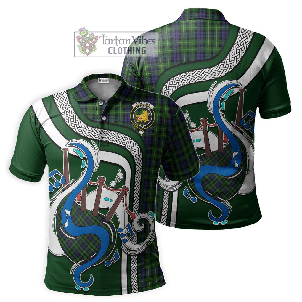 Tartan Vibes Clothing Campbell of Breadalbane Tartan Polo Shirt with Epic Bagpipe Style