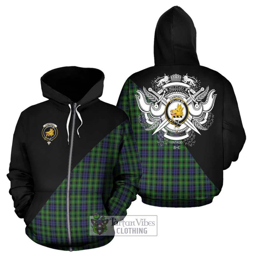 Campbell of Breadalbane Tartan Hoodie with Family Crest and Military Logo Style - Tartanvibesclothing Shop