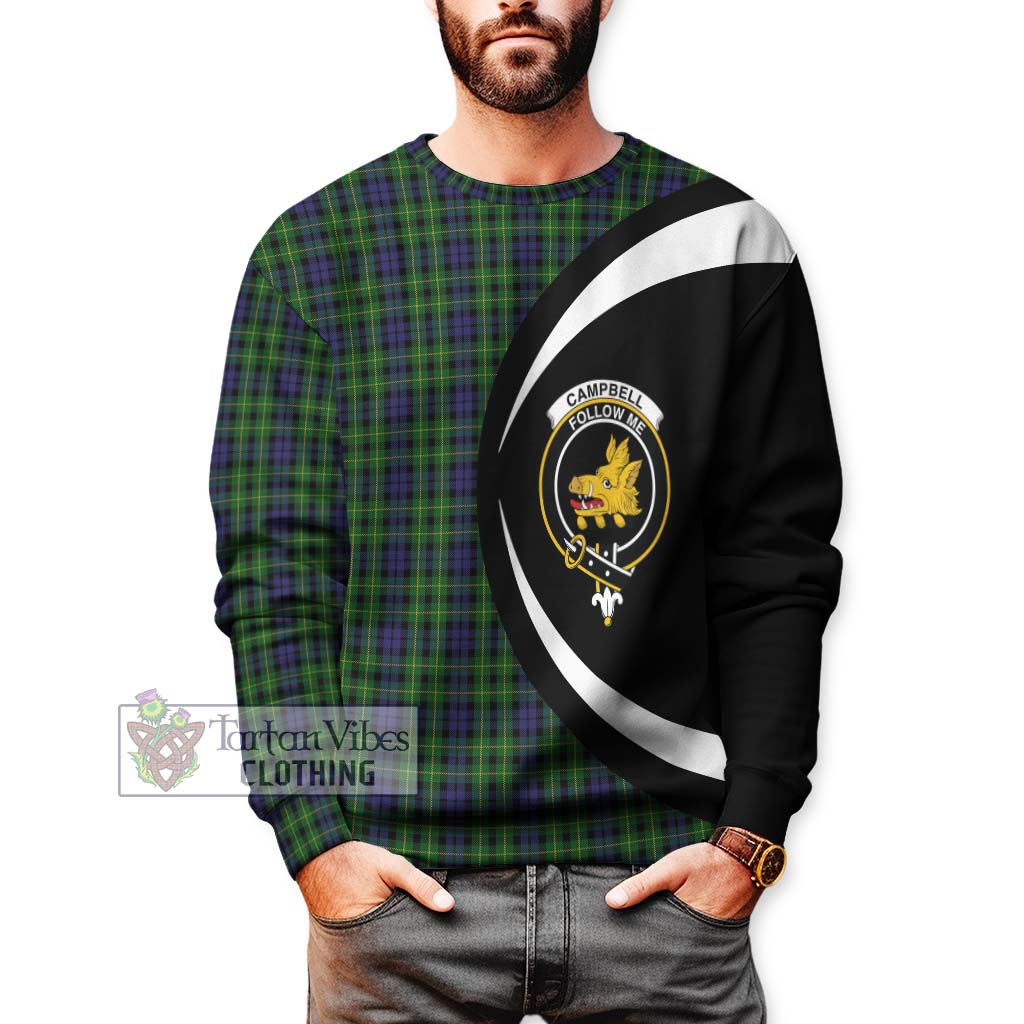 Campbell of Breadalbane Tartan Sweatshirt with Family Crest Circle Style - Tartan Vibes Clothing