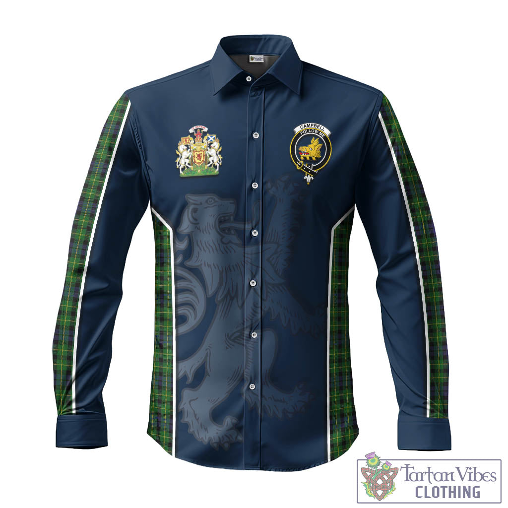 Tartan Vibes Clothing Campbell of Breadalbane Tartan Long Sleeve Button Up Shirt with Family Crest and Lion Rampant Vibes Sport Style