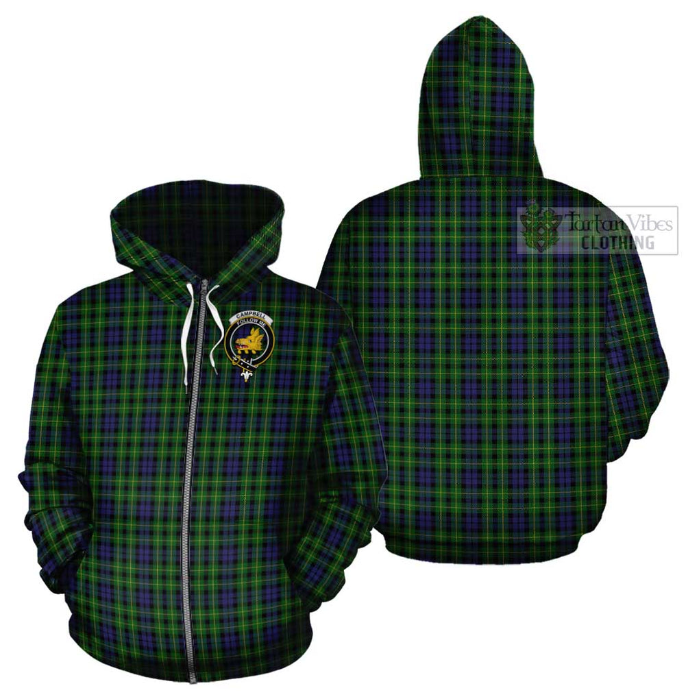 Campbell of Breadalbane Tartan Cotton Hoodie with Family Crest Zip Hoodie - Tartan Vibes Clothing