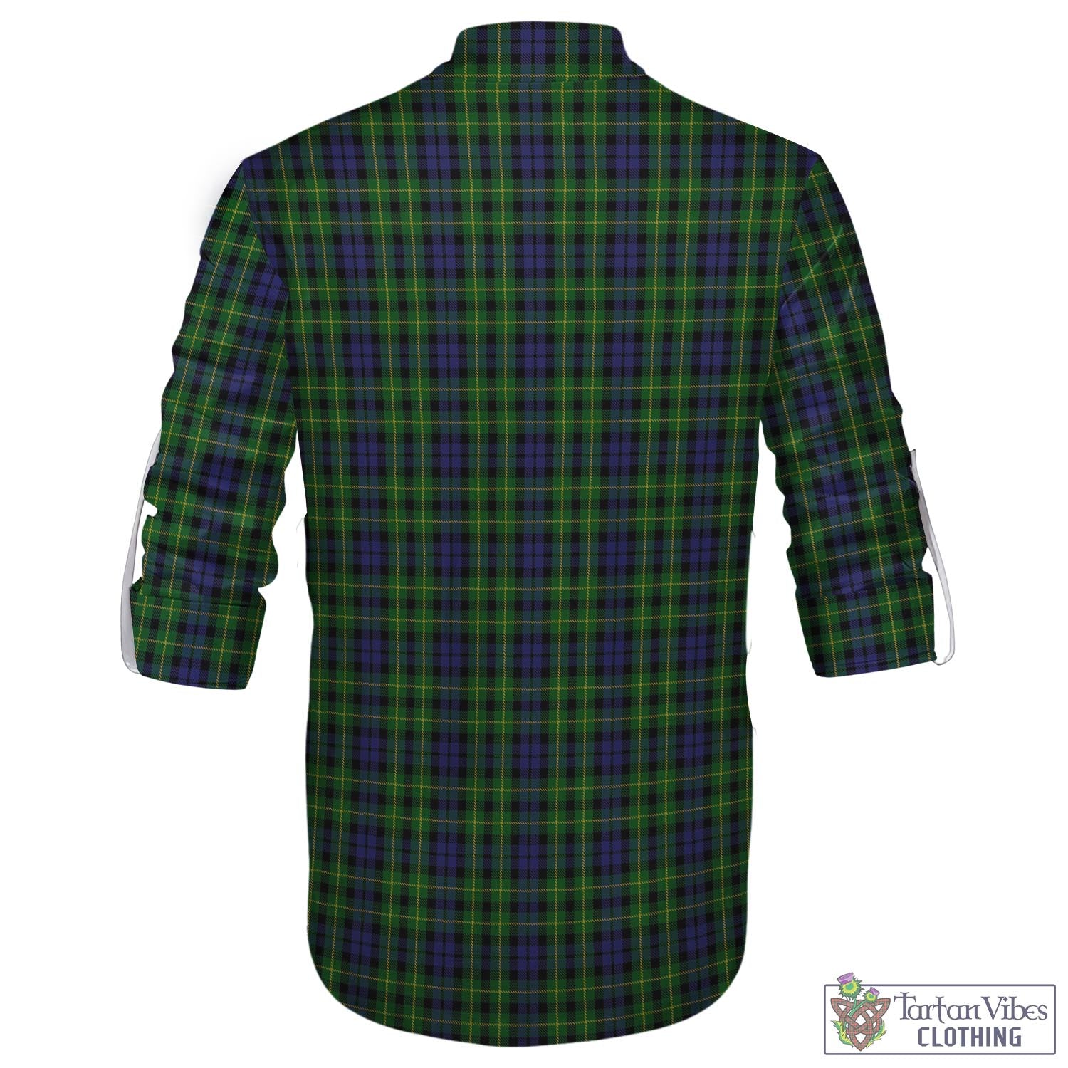 Tartan Vibes Clothing Campbell of Breadalbane Tartan Men's Scottish Traditional Jacobite Ghillie Kilt Shirt with Family Crest