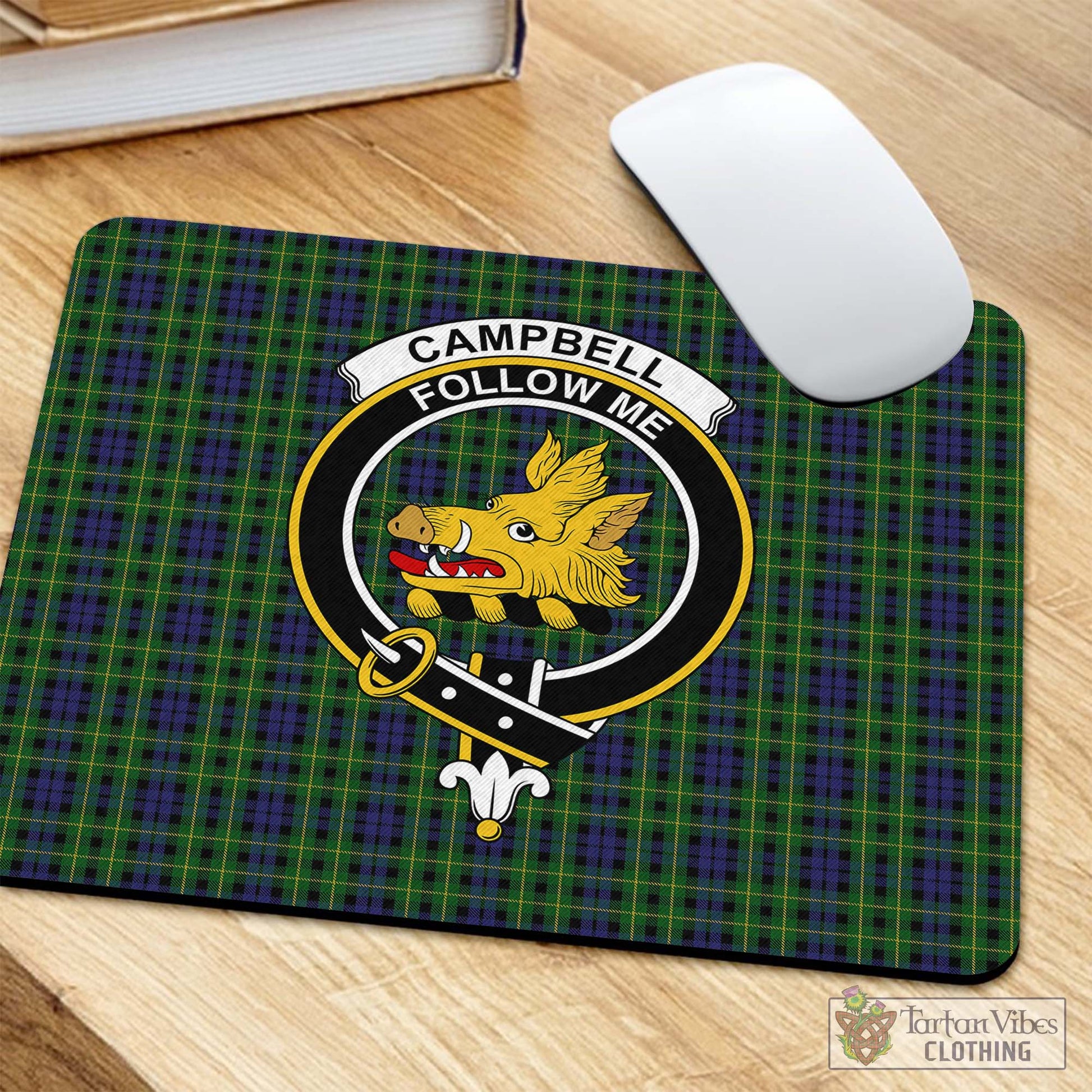 Tartan Vibes Clothing Campbell of Breadalbane Tartan Mouse Pad with Family Crest