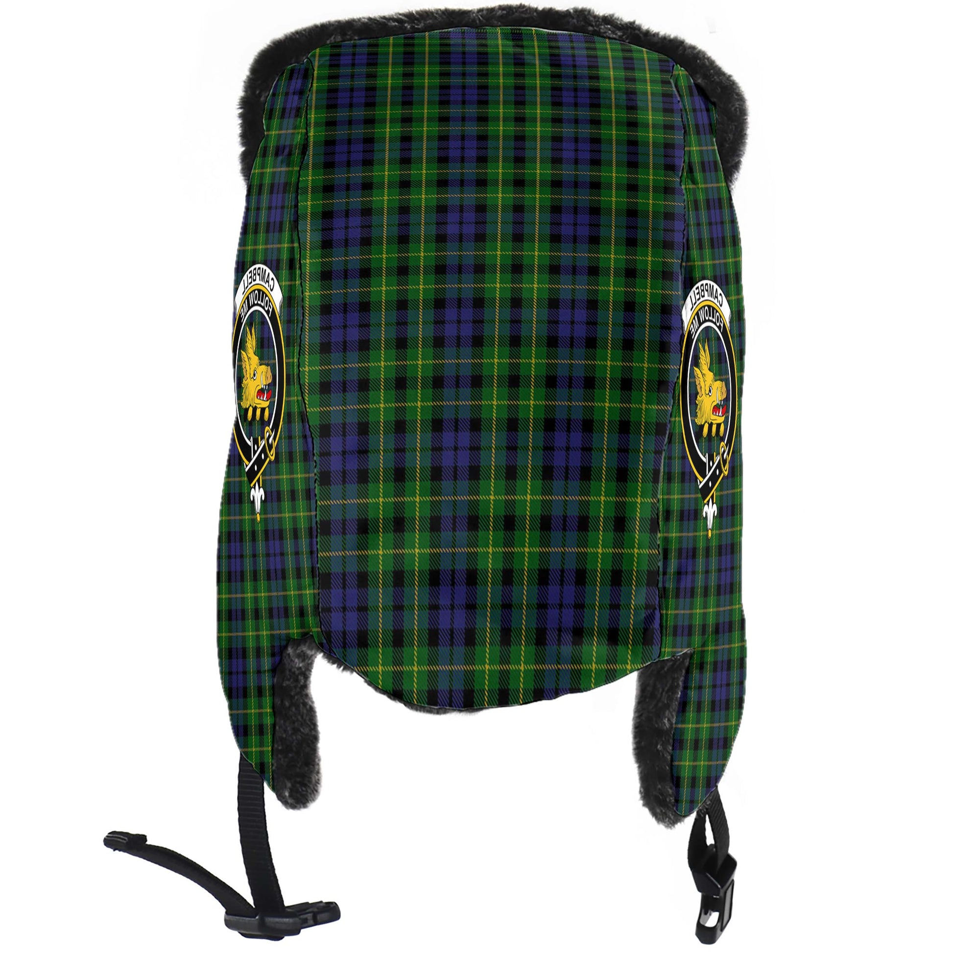 Campbell of Breadalbane Tartan Winter Trapper Hat with Family Crest - Tartanvibesclothing