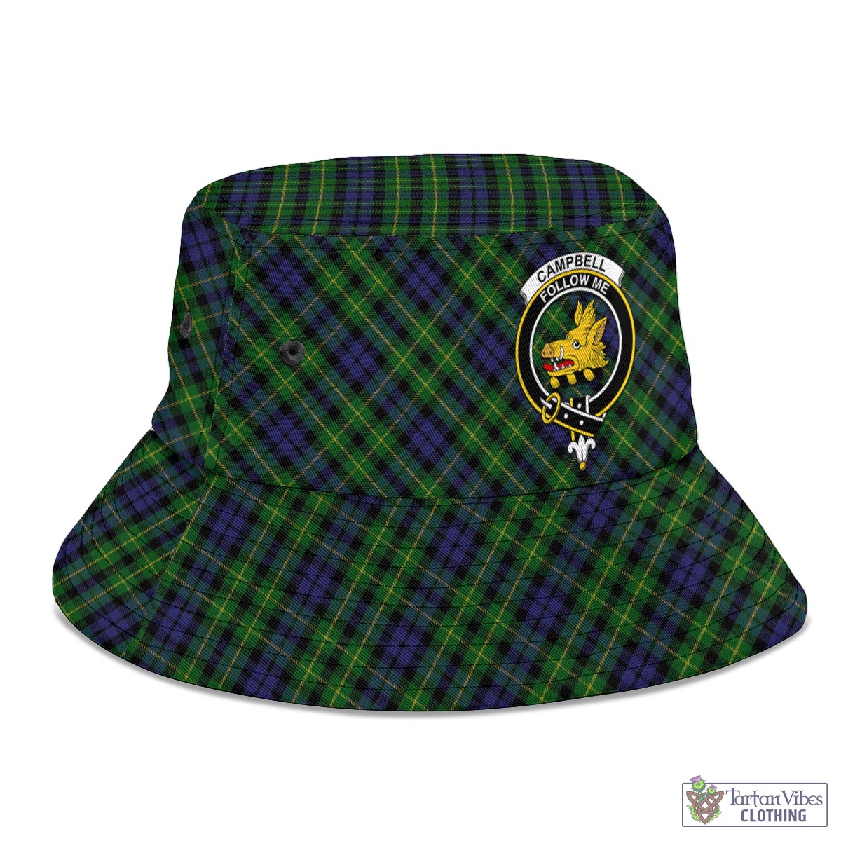 Tartan Vibes Clothing Campbell of Breadalbane Tartan Bucket Hat with Family Crest