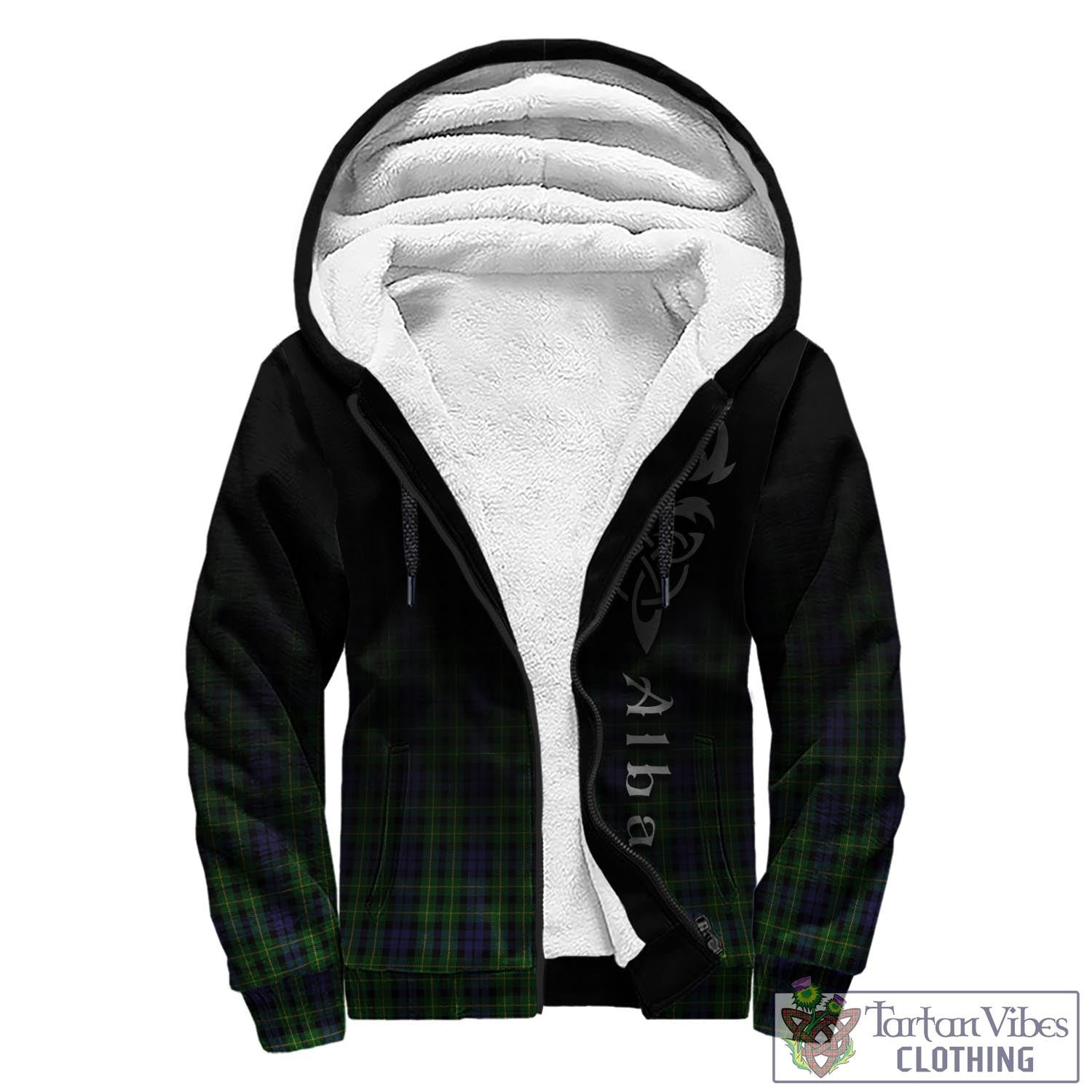 Tartan Vibes Clothing Campbell of Breadalbane Tartan Sherpa Hoodie Featuring Alba Gu Brath Family Crest Celtic Inspired