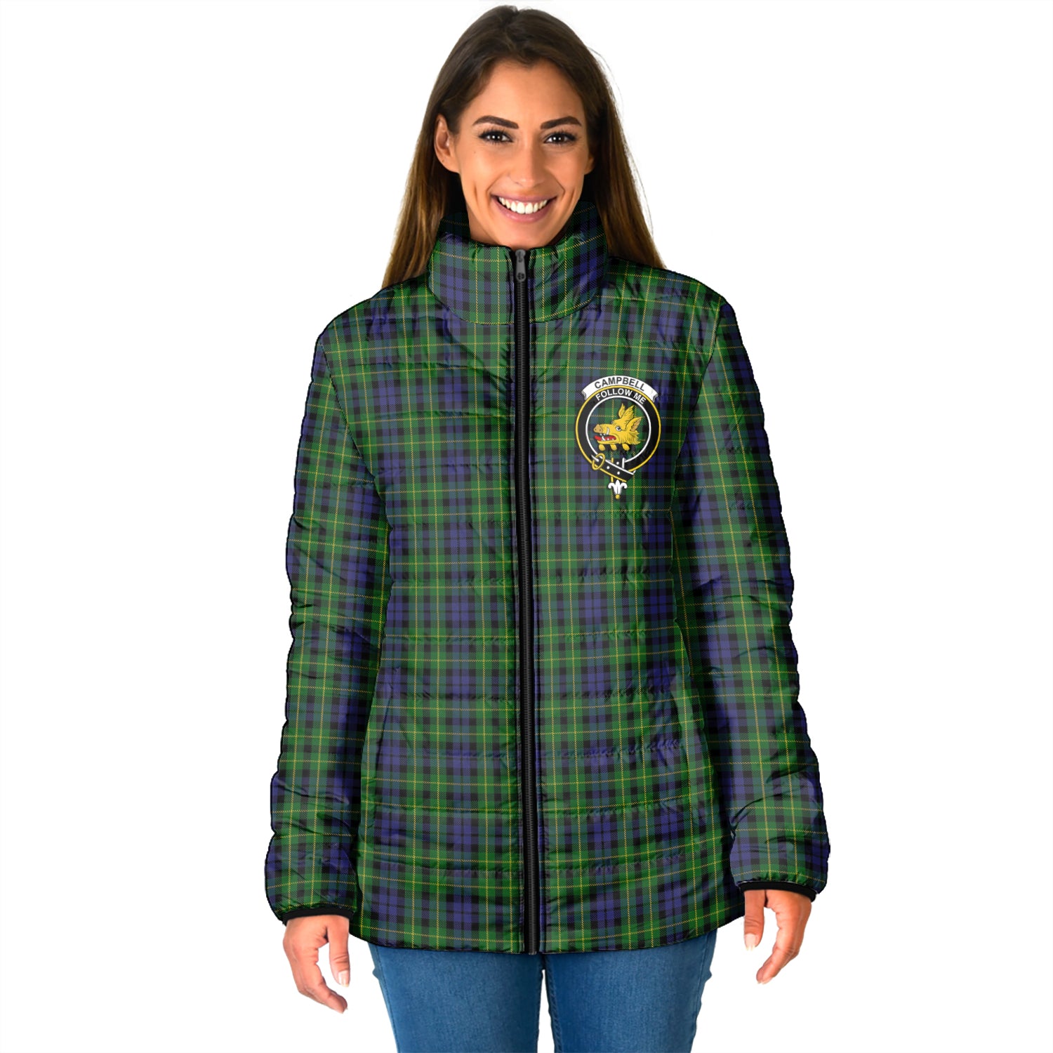 Campbell of Breadalbane Tartan Padded Jacket with Family Crest - Tartan Vibes Clothing