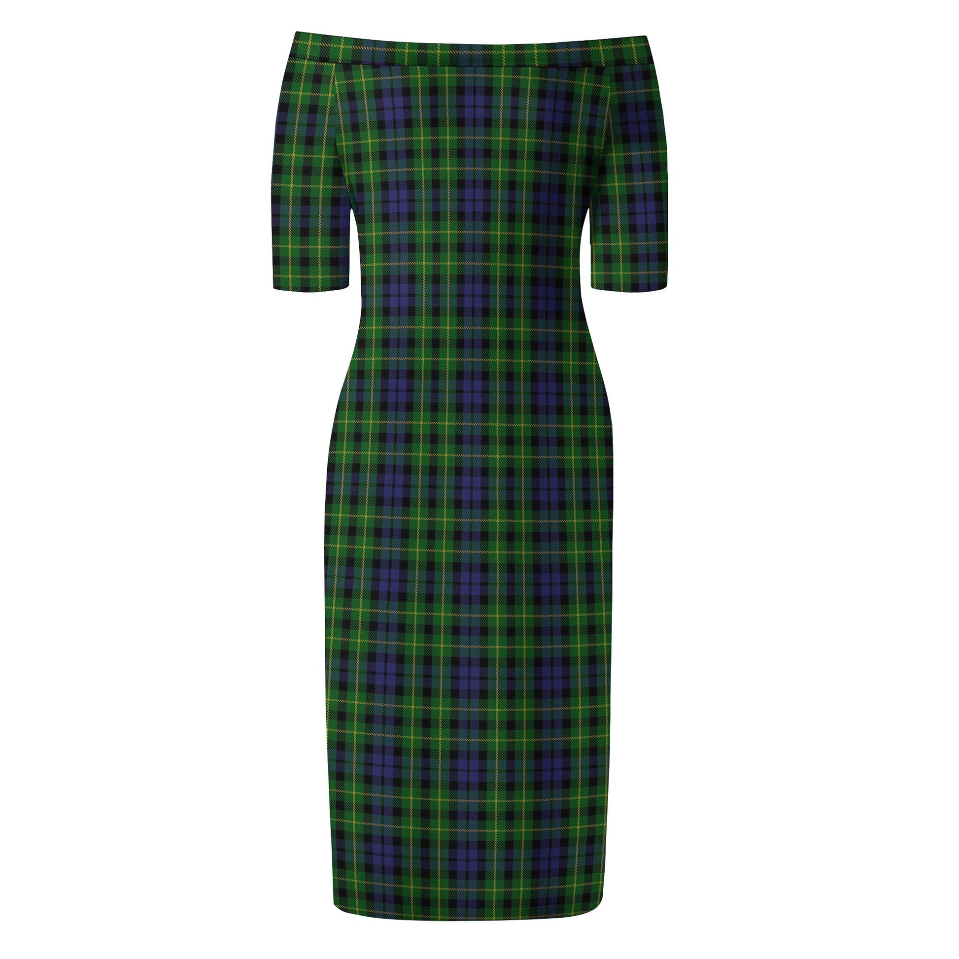 Campbell of Breadalbane Tartan Off Shoulder Lady Dress - Tartanvibesclothing