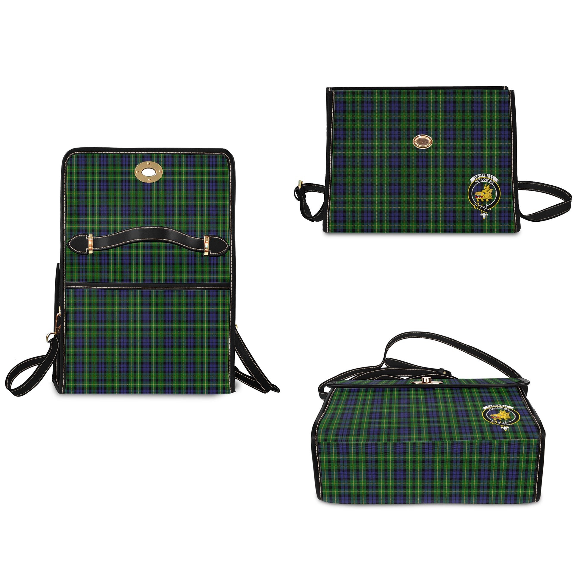 campbell-of-breadalbane-tartan-leather-strap-waterproof-canvas-bag-with-family-crest