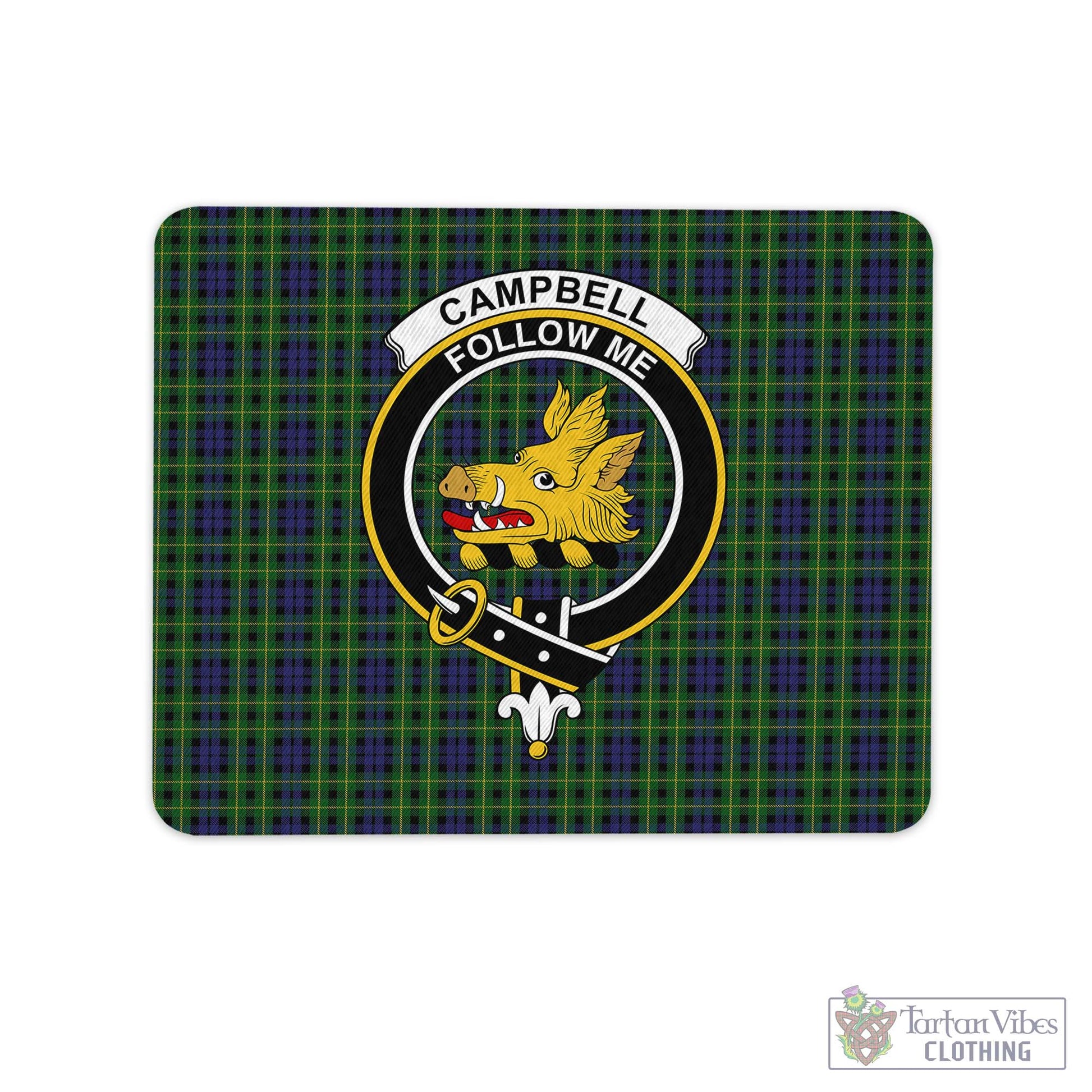 Tartan Vibes Clothing Campbell of Breadalbane Tartan Mouse Pad with Family Crest