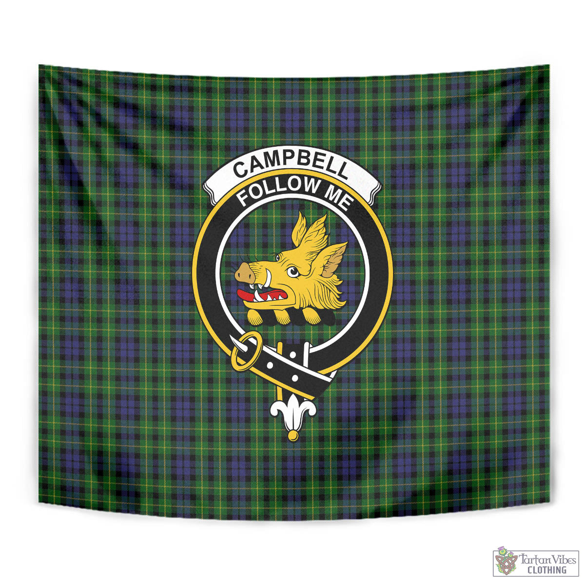 Tartan Vibes Clothing Campbell of Breadalbane Tartan Tapestry Wall Hanging and Home Decor for Room with Family Crest