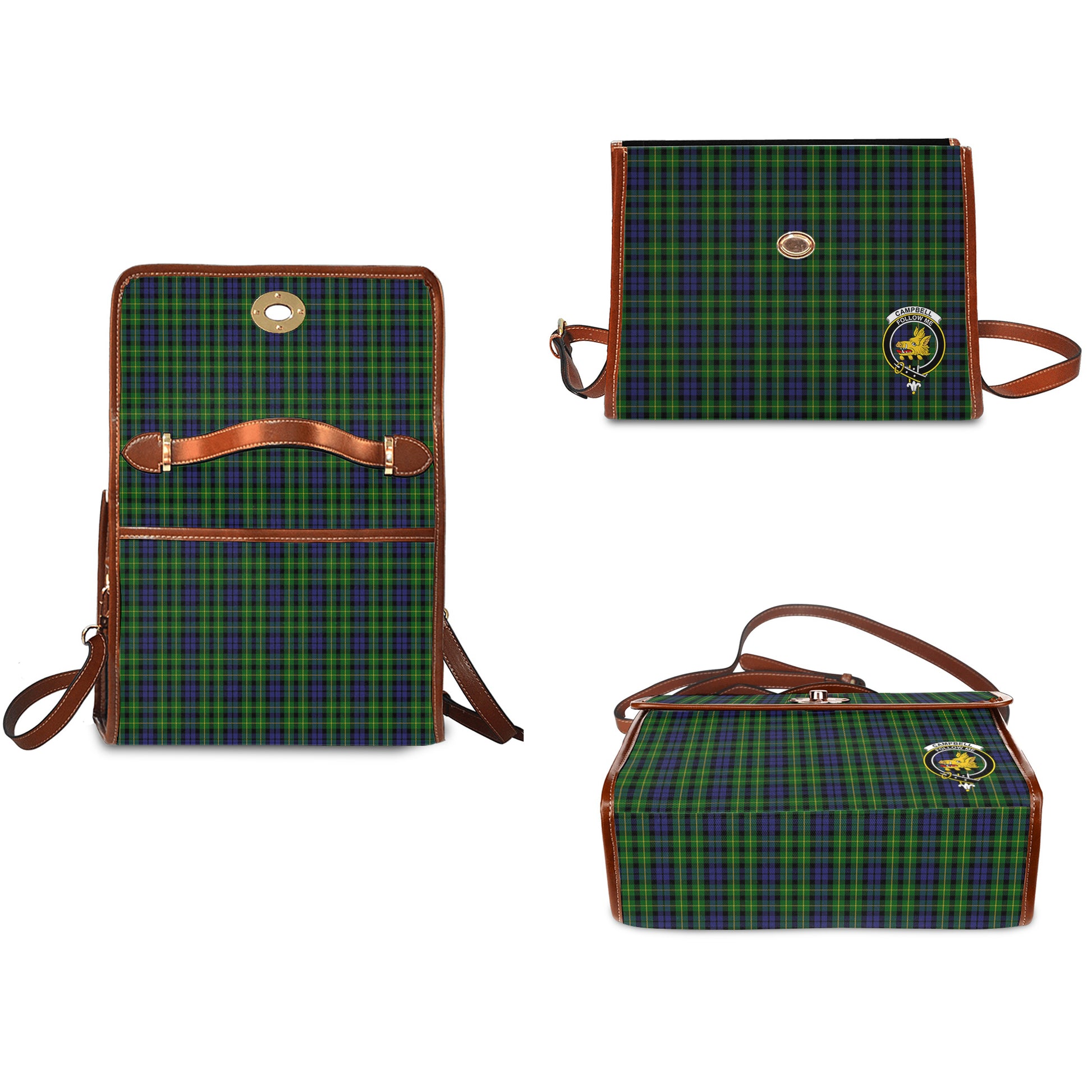 campbell-of-breadalbane-tartan-leather-strap-waterproof-canvas-bag-with-family-crest