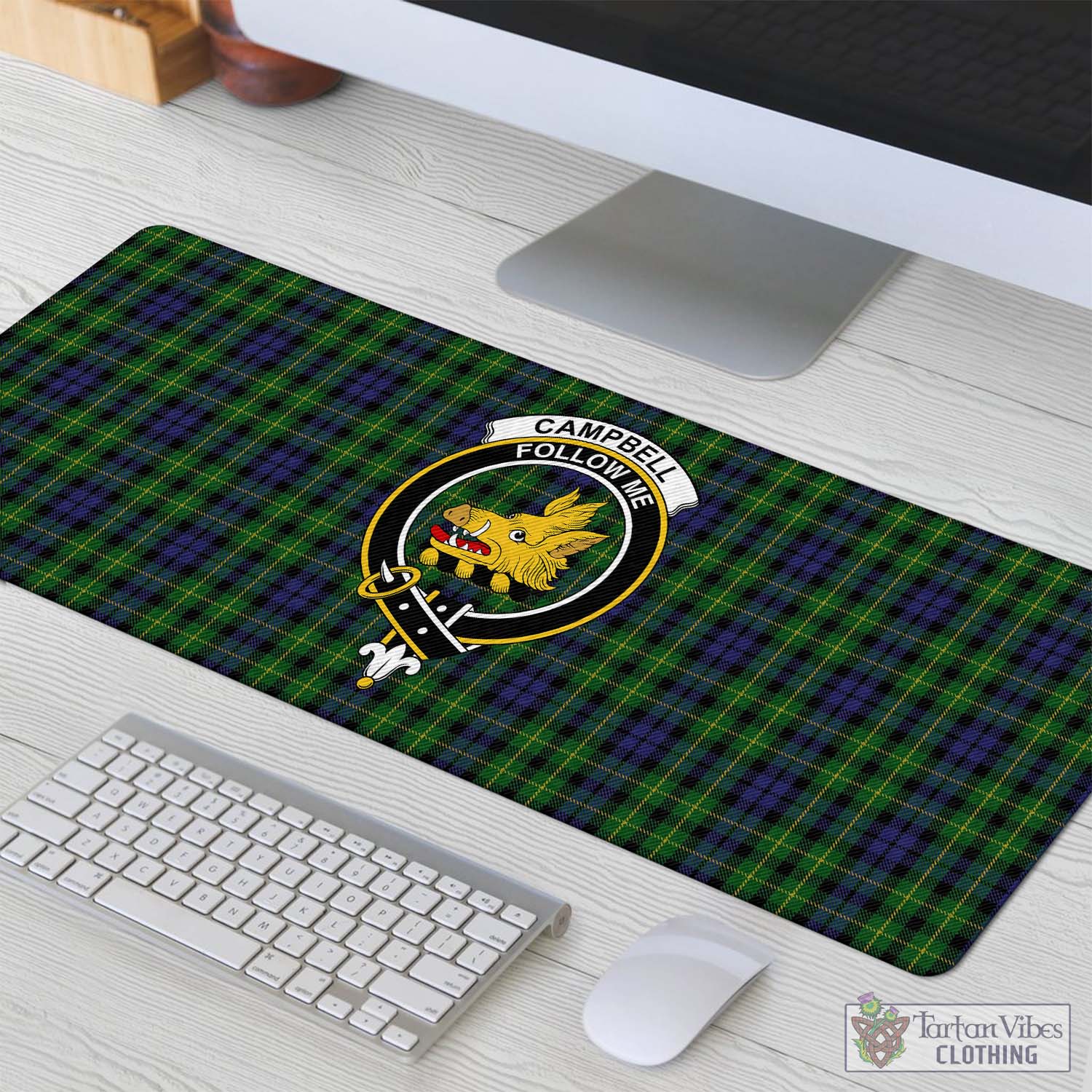 Tartan Vibes Clothing Campbell of Breadalbane Tartan Mouse Pad with Family Crest