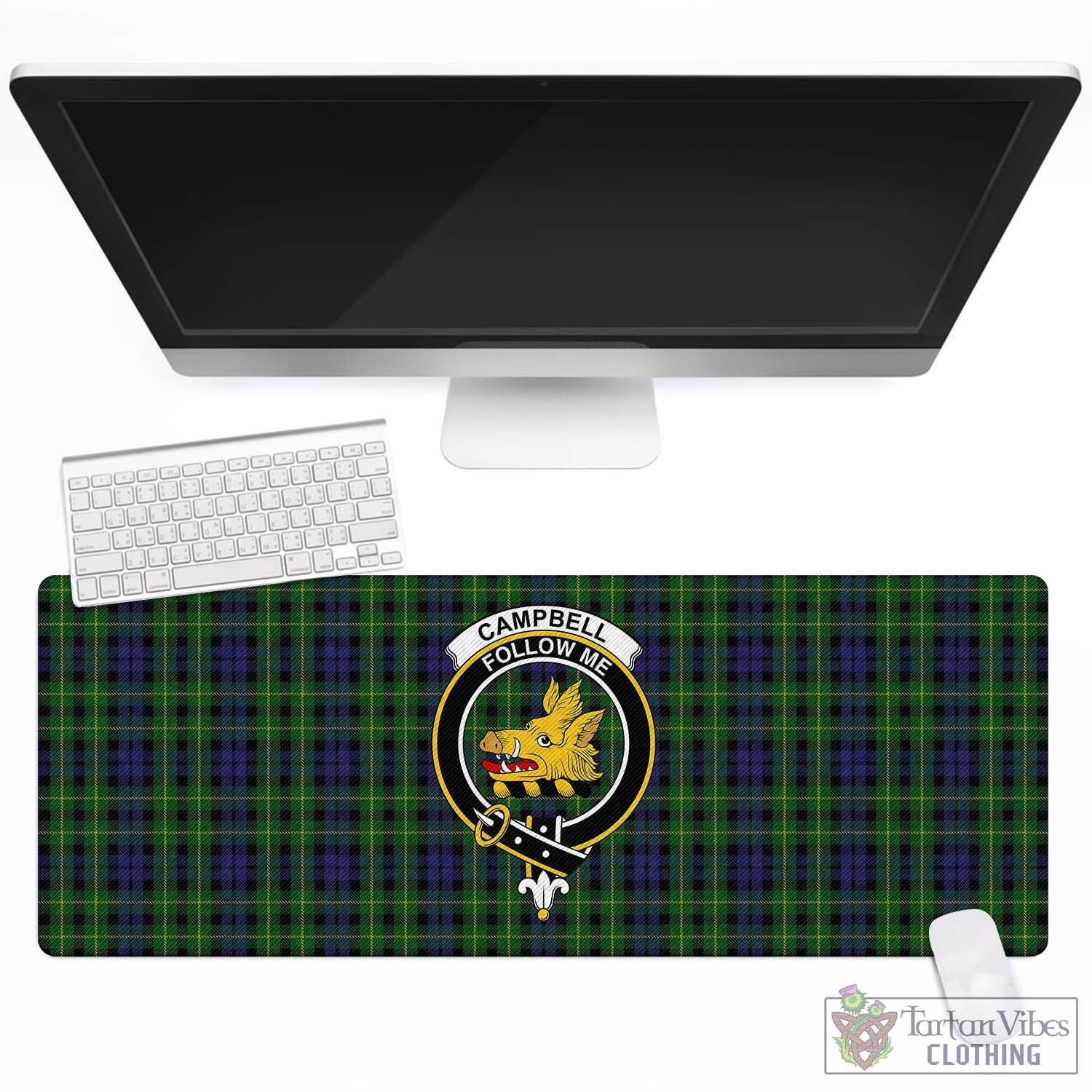 Tartan Vibes Clothing Campbell of Breadalbane Tartan Mouse Pad with Family Crest