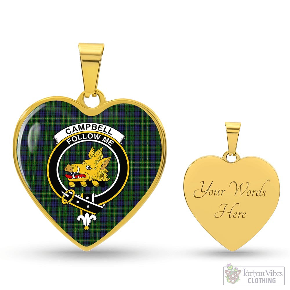 Tartan Vibes Clothing Campbell of Breadalbane Tartan Heart Necklace with Family Crest