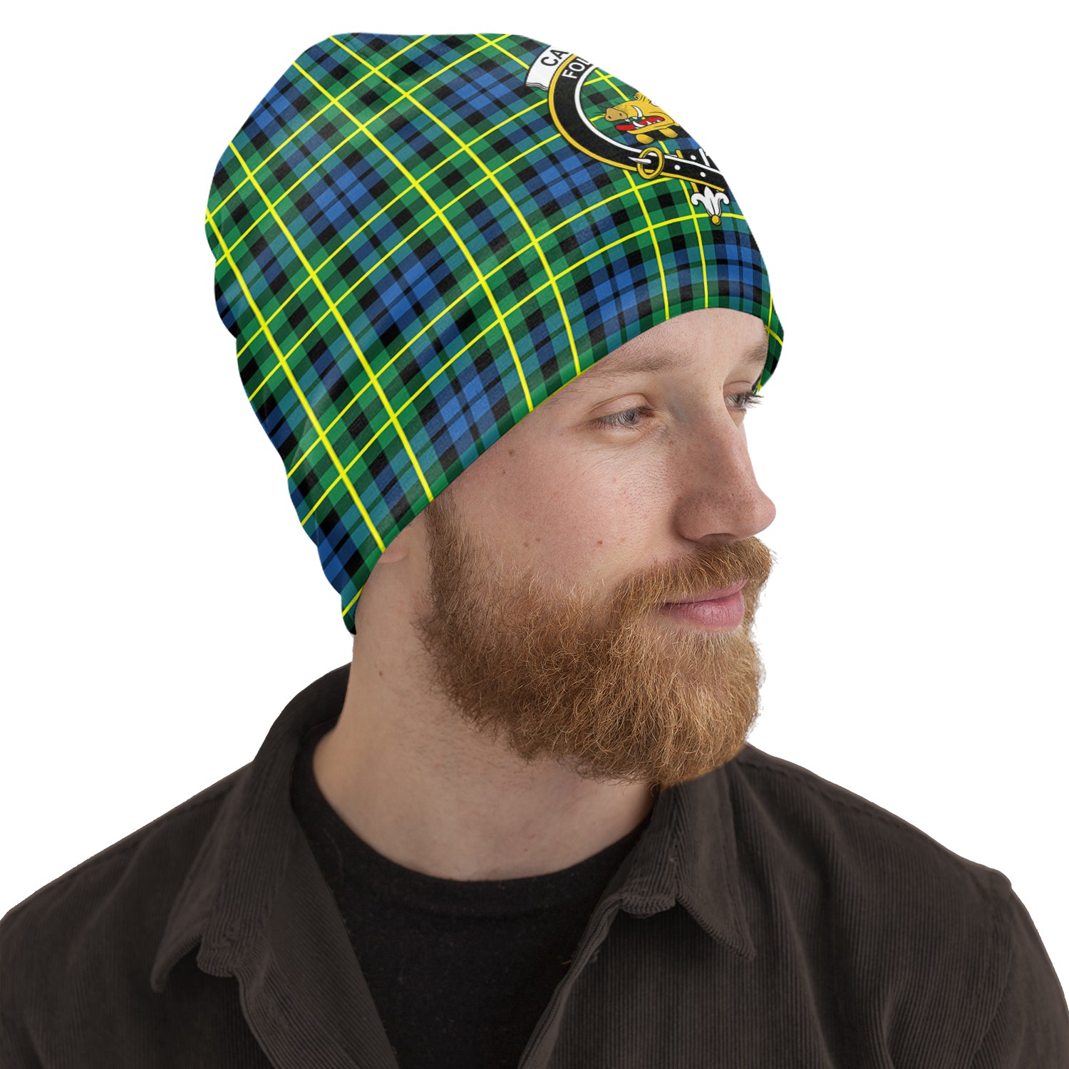 Campbell of Breadalbane Ancient Tartan Beanies Hat with Family Crest One Size 10.5*10.2 inches - Tartan Vibes Clothing