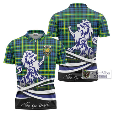 Campbell of Breadalbane Ancient Tartan Zipper Polo Shirt with Alba Gu Brath Regal Lion Emblem