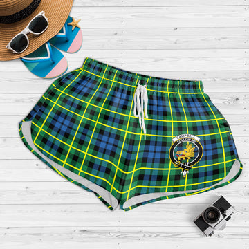 Campbell of Breadalbane Ancient Tartan Womens Shorts with Family Crest