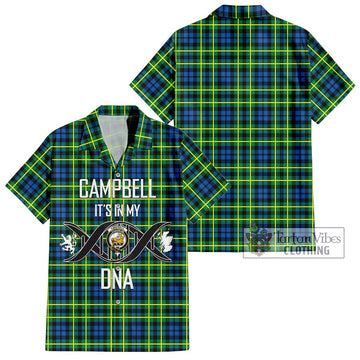 Campbell of Breadalbane Ancient Tartan Short Sleeve Button Shirt with Family Crest DNA In Me Style