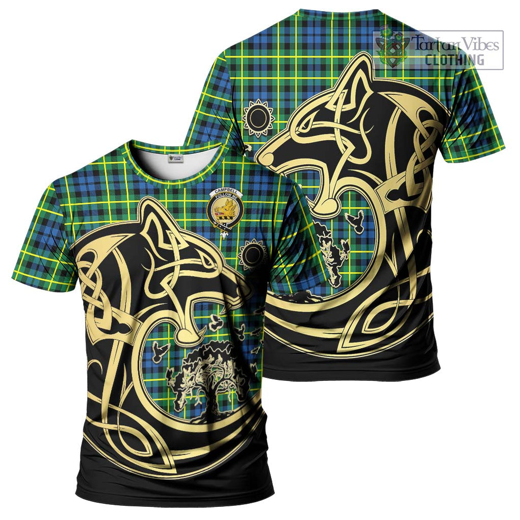 Campbell of Breadalbane Ancient Tartan T-Shirt with Family Crest Celtic Wolf Style Kid's Shirt - Tartan Vibes Clothing