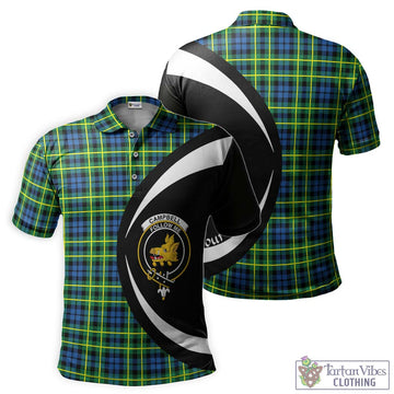 Campbell of Breadalbane Ancient Tartan Men's Polo Shirt with Family Crest Circle Style