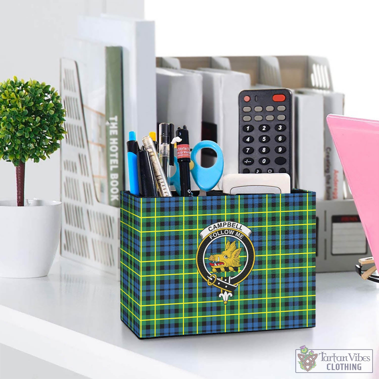 Tartan Vibes Clothing Campbell of Breadalbane Ancient Tartan Pen Holder with Family Crest