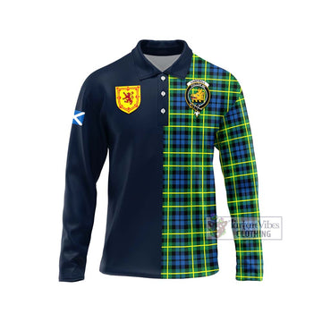 Campbell of Breadalbane Ancient Tartan Long Sleeve Polo Shirt Alba with Scottish Lion Royal Arm Half Style