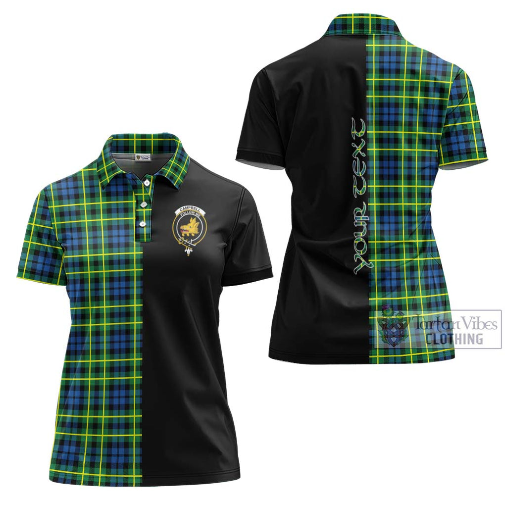 Campbell of Breadalbane Ancient Tartan Women's Polo Shirt with Family Crest and Half Of Me Style Women - Tartanvibesclothing Shop