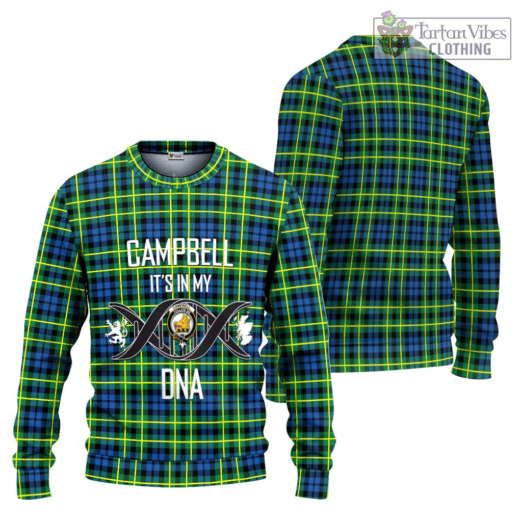 Campbell of Breadalbane Ancient Tartan Knitted Sweater with Family Crest DNA In Me Style Unisex - Tartanvibesclothing Shop