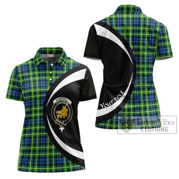 Campbell of Breadalbane Ancient Tartan Women's Polo Shirt with Family Crest Circle Style