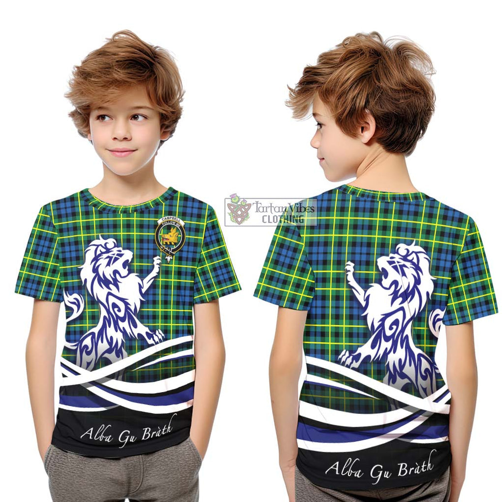 Campbell of Breadalbane Ancient Tartan Kid T-Shirt with Alba Gu Brath Regal Lion Emblem Youth XL Size14 - Tartanvibesclothing Shop