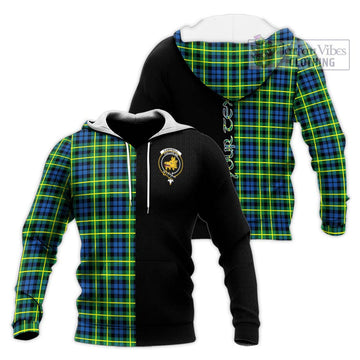 Campbell of Breadalbane Ancient Tartan Knitted Hoodie with Family Crest and Half Of Me Style