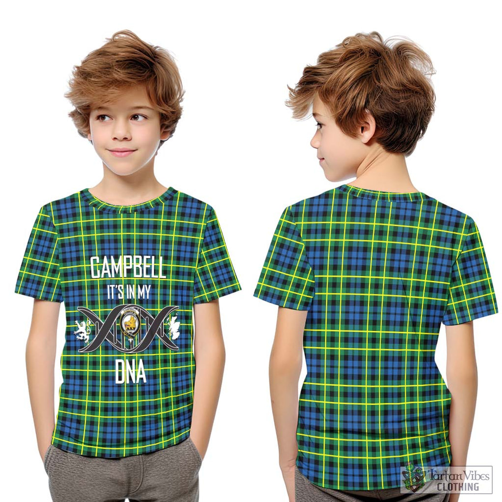 Campbell of Breadalbane Ancient Tartan Kid T-Shirt with Family Crest DNA In Me Style Youth XL Size14 - Tartanvibesclothing Shop