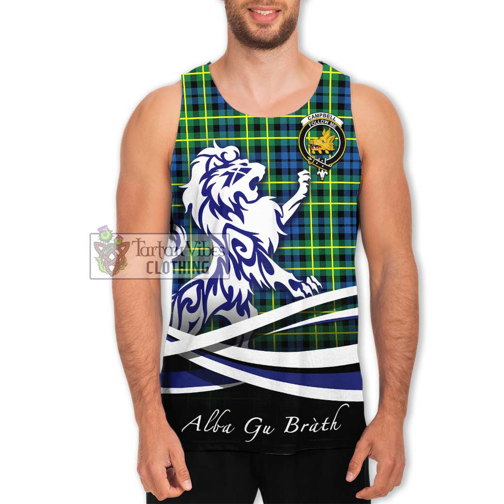 Campbell of Breadalbane Ancient Tartan Men's Tank Top with Alba Gu Brath Regal Lion Emblem Men - Tartanvibesclothing Shop