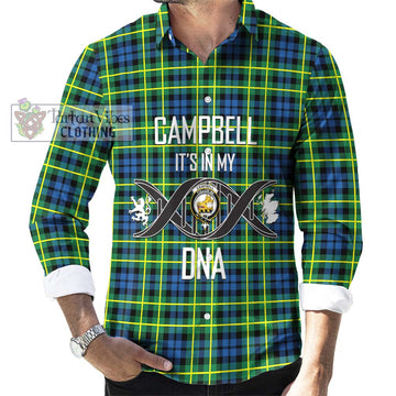 Campbell of Breadalbane Ancient Tartan Long Sleeve Button Shirt with Family Crest DNA In Me Style