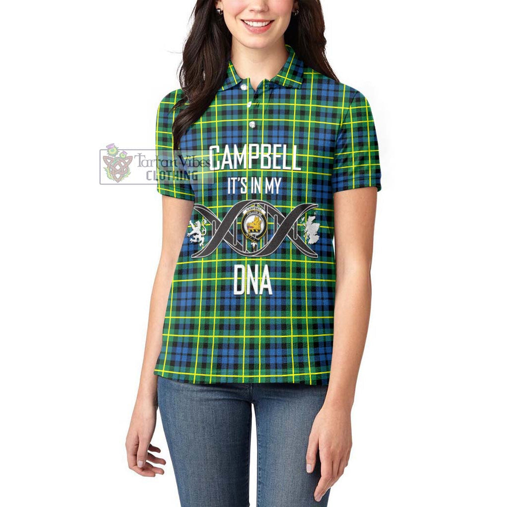 Campbell of Breadalbane Ancient Tartan Women's Polo Shirt with Family Crest DNA In Me Style Women - Tartanvibesclothing Shop